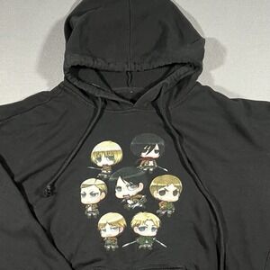 Y2K Attack On Titan AOT Chibi Mens Size M Black Grunge Hoodie Hot Topic Anime